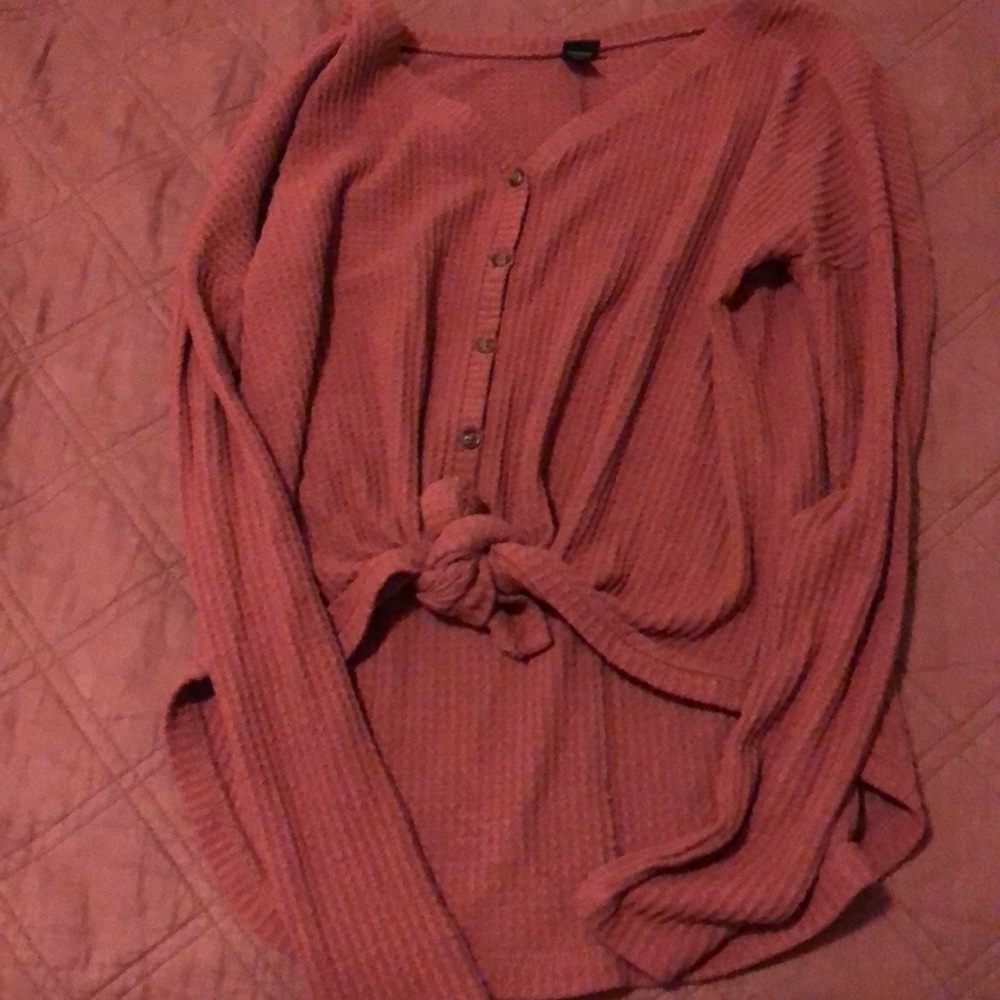 Crop top tied at the bottom